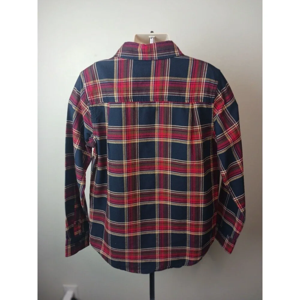 Childrens Place Boys Cotton Button Up Shirt Red and Blue Plaid Sz. M(7-8) NWT